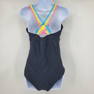 NWT Bloomchic Rainbow‎ Strap Women's One Piece Bathing Suit Size 12